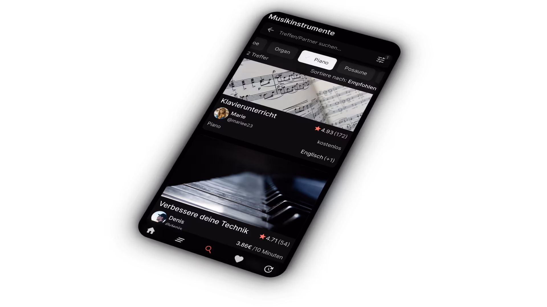Ansicht der Angebots-Auswahl auf Connwy, in der ein Nutzer verschiedene Profile, Bewertungen und Preise für 1:1-Treffen vergleicht.